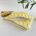 Yellow striped tablet sleeve with ruffles