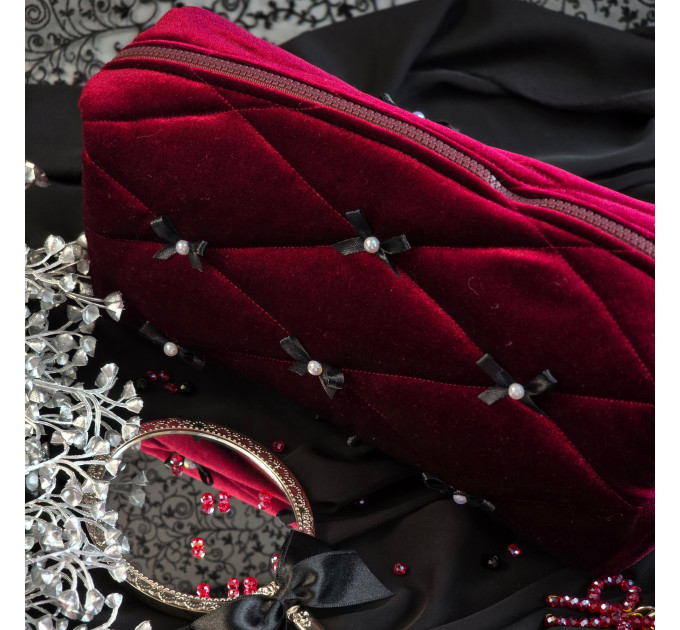 Large Burgundy Goth Cosmetic Bag