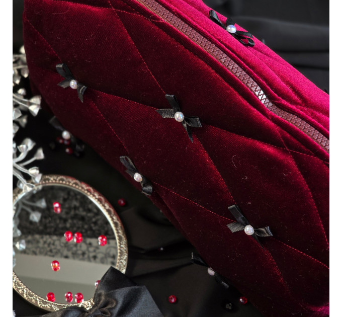 Large Burgundy Goth Cosmetic Bag