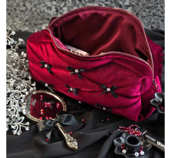 Large Burgundy Goth Cosmetic Bag