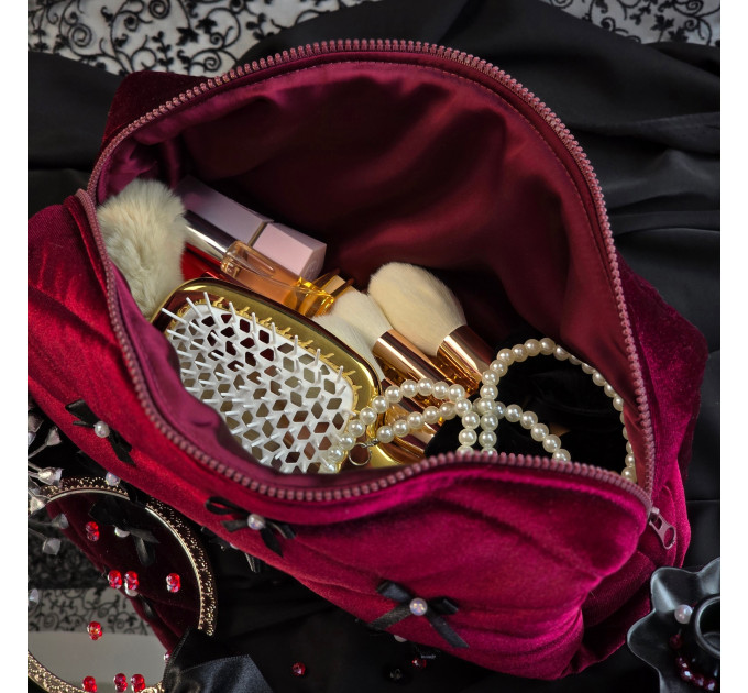 Large Burgundy Goth Cosmetic Bag