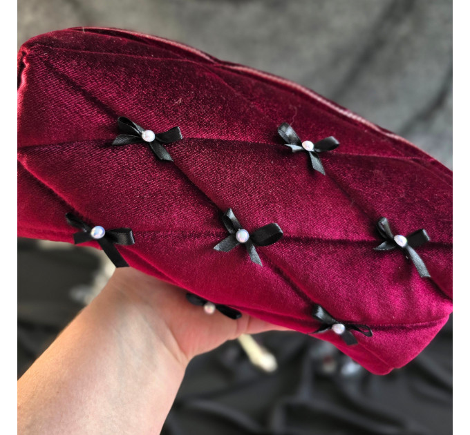Large Burgundy Goth Cosmetic Bag