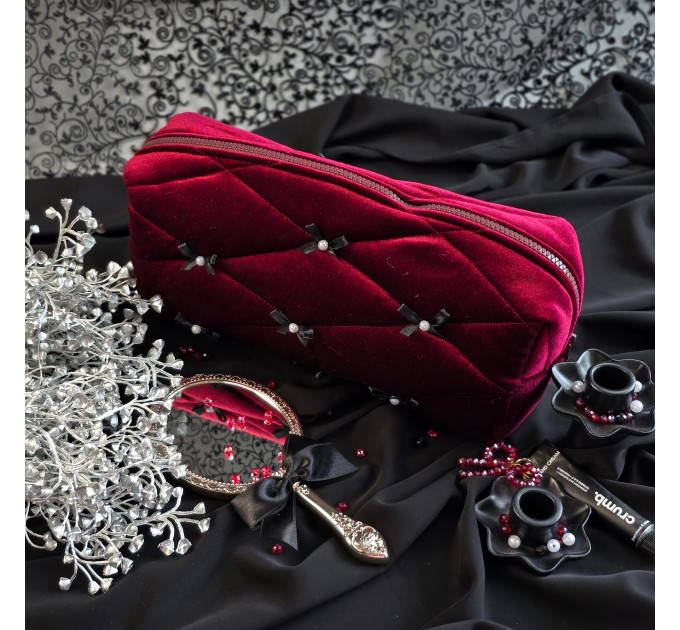 Large Burgundy Goth Cosmetic Bag