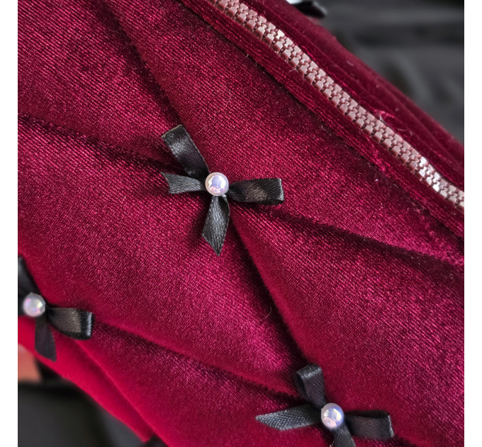 Large Burgundy Goth Cosmetic Bag