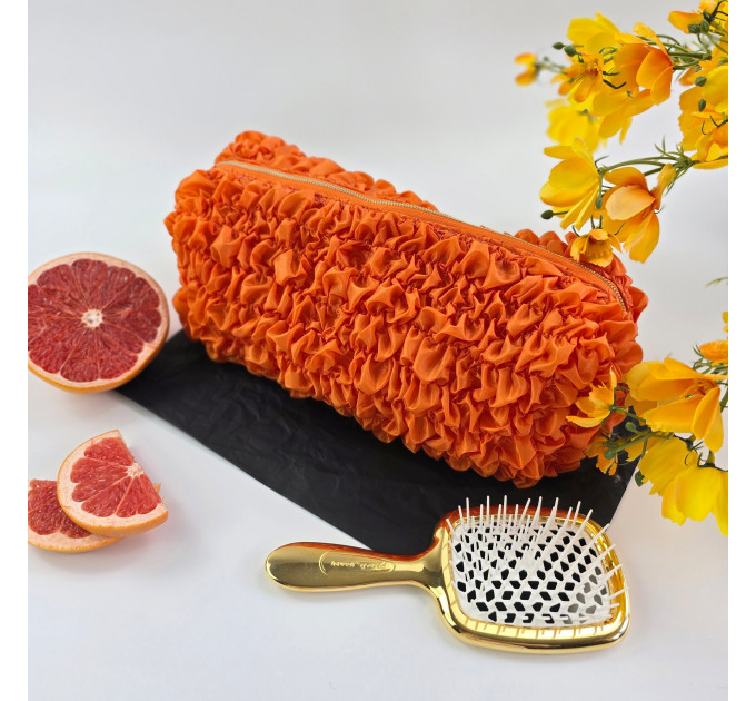 Large Grapefruit Orange Cosmetic Bag
