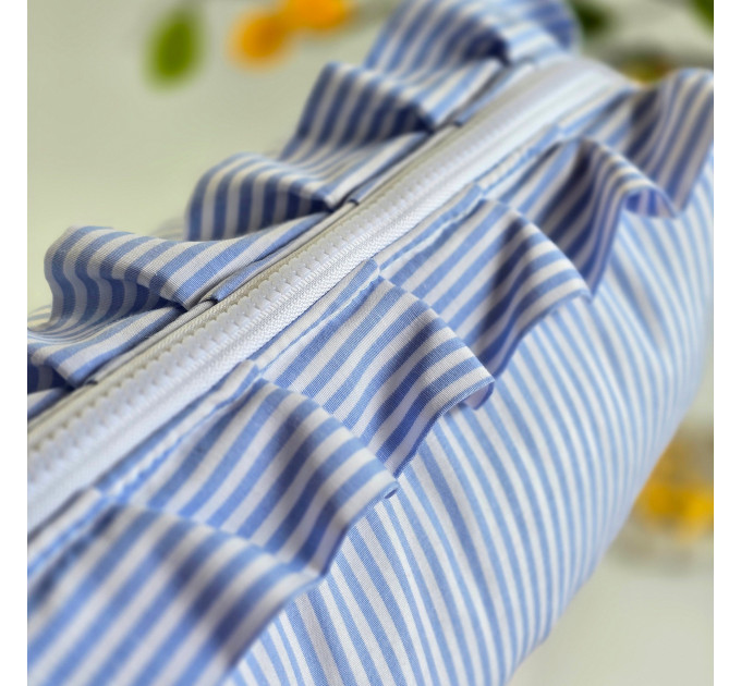 Large Sea Vibe Cosmetic Bag with Ruffles