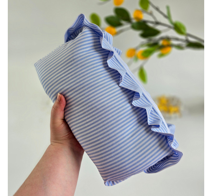 Large Sea Vibe Cosmetic Bag with Ruffles