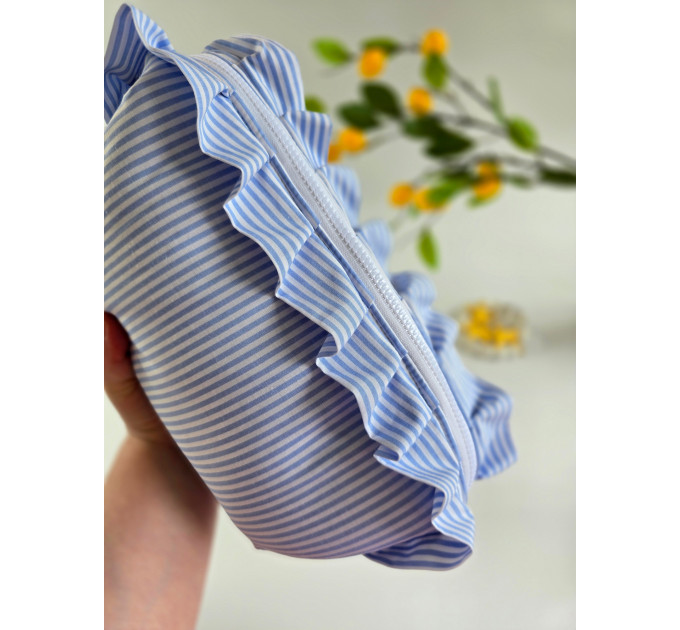 Large Sea Vibe Cosmetic Bag with Ruffles