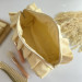 Large butter yellow cosmetic bag with ruffles