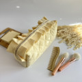 Large butter yellow cosmetic bag with ruffles