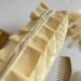 Large butter yellow cosmetic bag with ruffles