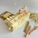 Large butter yellow cosmetic bag with ruffles