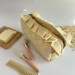 Large butter yellow cosmetic bag with ruffles