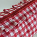 Large red gingham cosmetic bag with ruffles