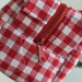 Large red gingham cosmetic bag with ruffles