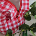 Large red gingham cosmetic bag with ruffles