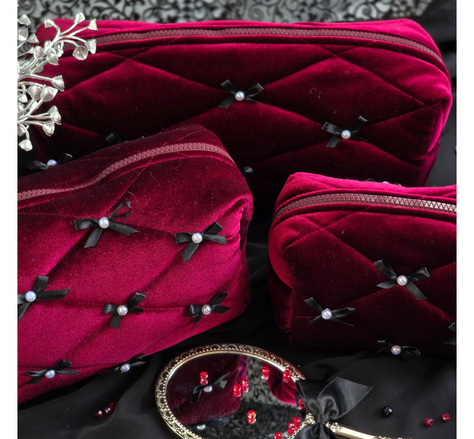 Medium Burgundy Goth Cosmetic Bag
