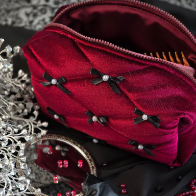 Medium Burgundy Goth Cosmetic Bag