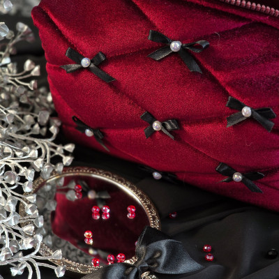 Medium Burgundy Goth Cosmetic Bag