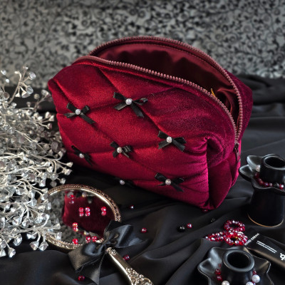 Medium Burgundy Goth Cosmetic Bag