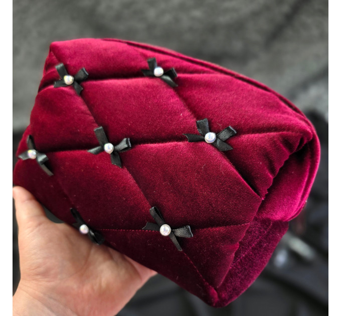 Medium Burgundy Goth Cosmetic Bag
