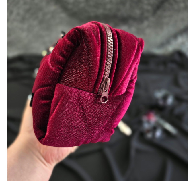 Medium Burgundy Goth Cosmetic Bag