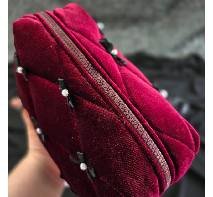Medium Burgundy Goth Cosmetic Bag