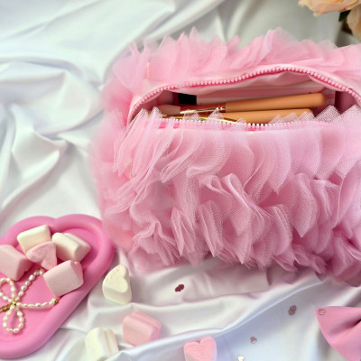Medium Pink Dollette Cosmetic Bag 