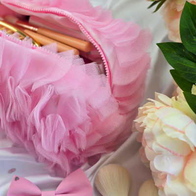 Medium Pink Dollette Cosmetic Bag 