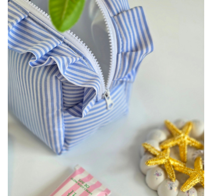 Medium Sea Vibe Cosmetic Bag with Ruffles