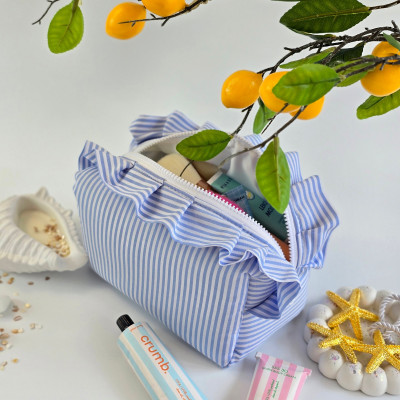 Medium Sea Vibe Cosmetic Bag with Ruffles