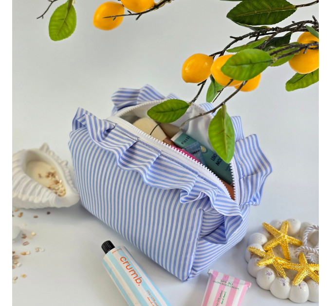 Medium Sea Vibe Cosmetic Bag with Ruffles