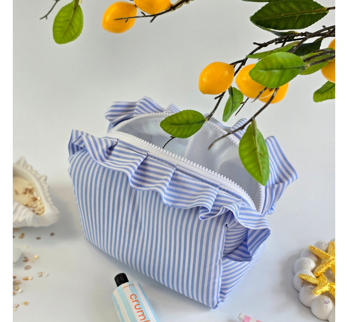Medium Sea Vibe Cosmetic Bag with Ruffles