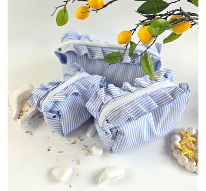 Medium Sea Vibe Cosmetic Bag with Ruffles