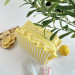 Medium yellow striped cosmetic bag with ruffles