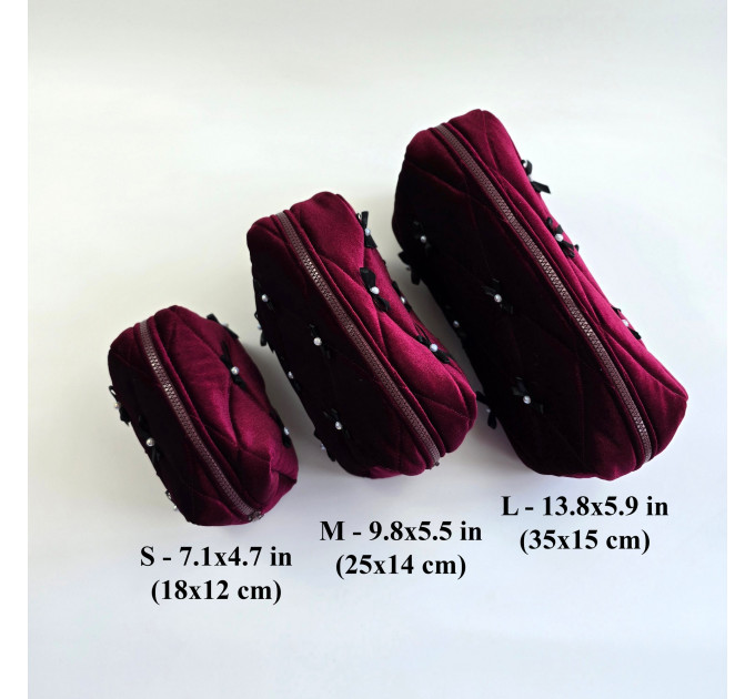 Small Burgundy Goth Cosmetic Bag