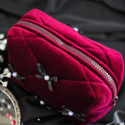 Small Burgundy Goth Cosmetic Bag