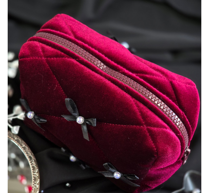 Small Burgundy Goth Cosmetic Bag