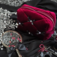 Small Burgundy Goth Cosmetic Bag