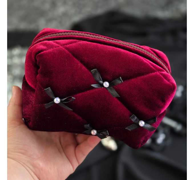 Small Burgundy Goth Cosmetic Bag