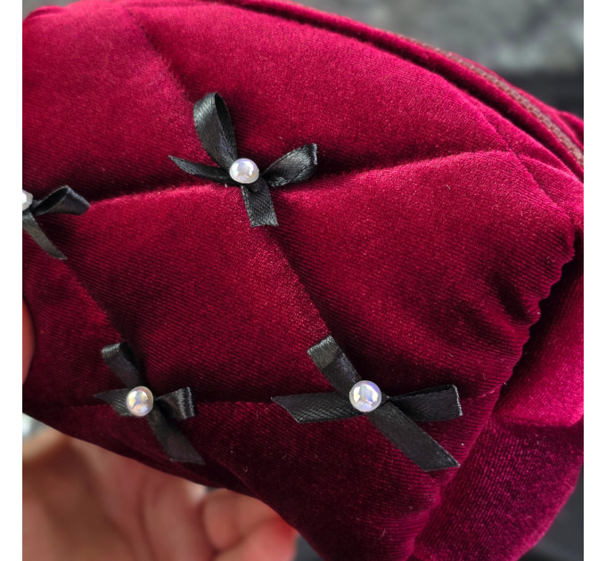 Small Burgundy Goth Cosmetic Bag