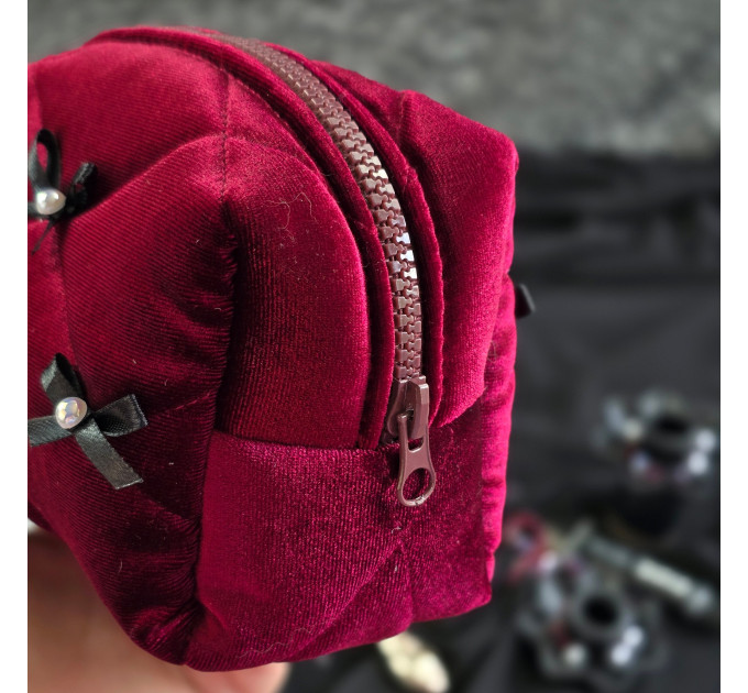 Small Burgundy Goth Cosmetic Bag