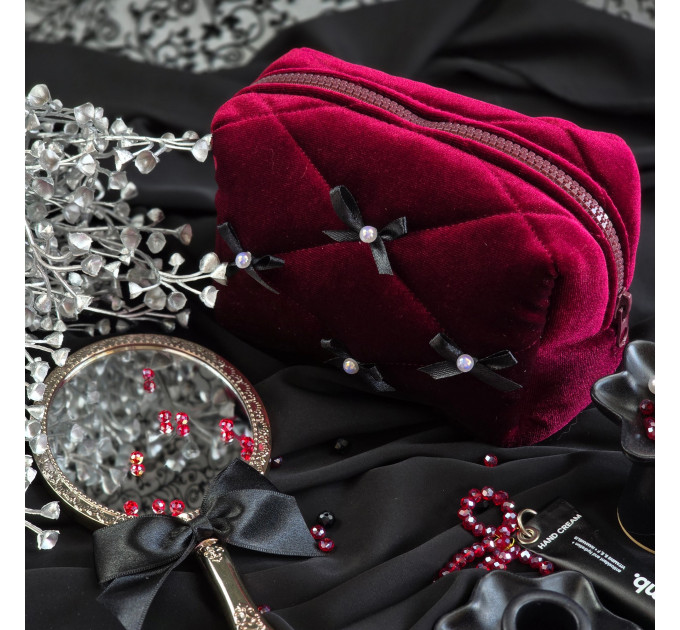 Small Burgundy Goth Cosmetic Bag