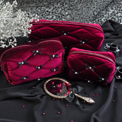 Burgundy Goth Cosmetic Bag