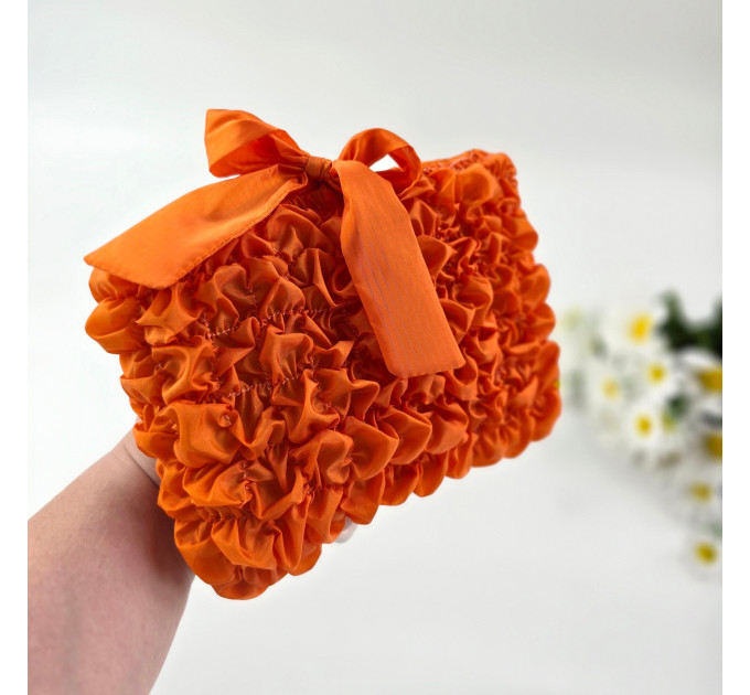 Grapefruit Orange Book Sleeve with ruffles on ties 