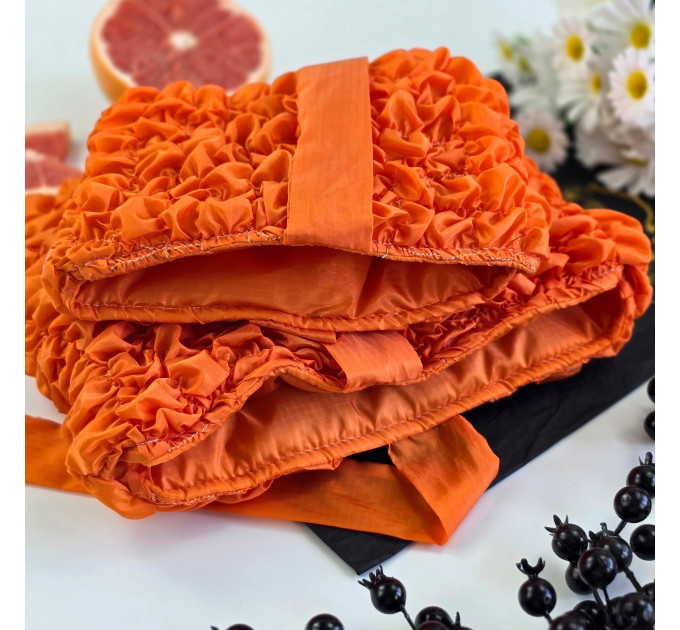 Grapefruit Orange Book Sleeve with ruffles on ties 