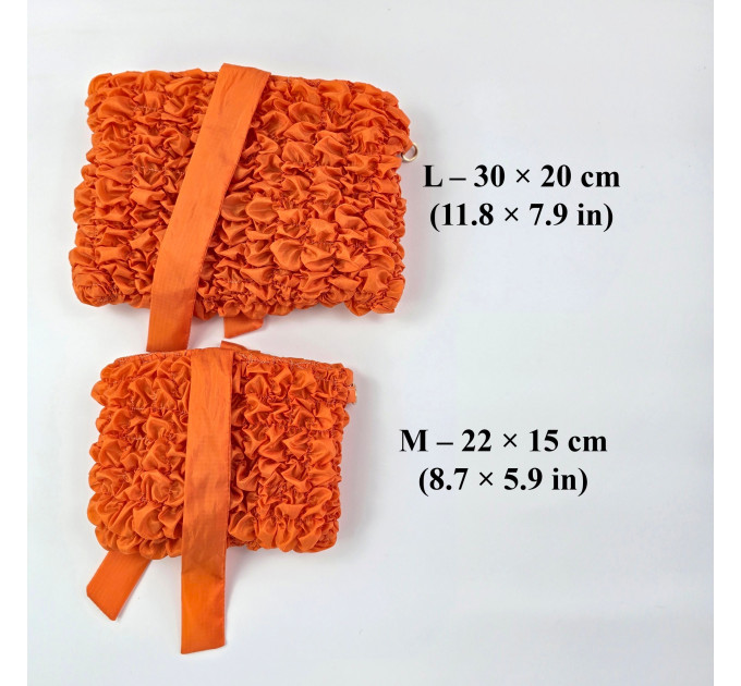 Grapefruit Orange Book Sleeve with ruffles on ties 