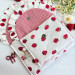 Strawberry book sleeve with ruffles and magnetic closure