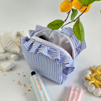 Small Sea Vibe Cosmetic Bag with Ruffles