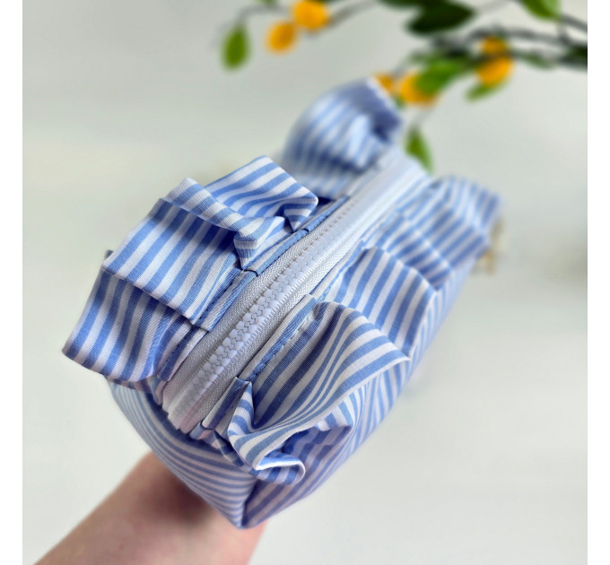 Small Sea Vibe Cosmetic Bag with Ruffles